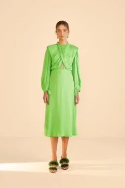 Farm Rio Lime Shoulder Pads Maxi Dress 8 Farm Rio Lime Shoulder Pads Maxi Dress -Outer Aura 314476 02