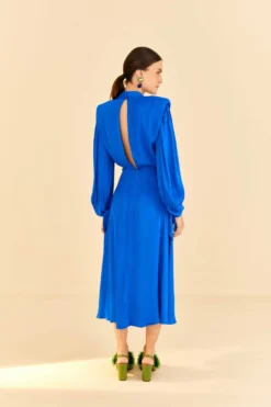 Farm Rio Blue Shoulder Pads Maxi Dress -Outer Aura 314477 04 scaled