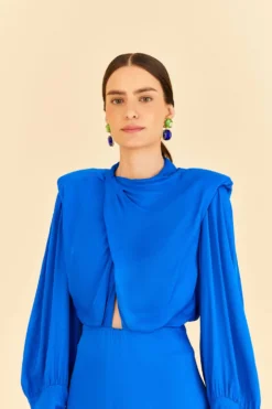 Farm Rio Blue Shoulder Pads Maxi Dress -Outer Aura 314477 05 scaled