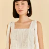 Farm Rio Off-White Lace Top