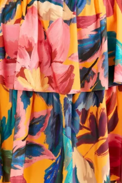 Farm Rio Yellow Painted Flowers Layered Maxi Dress -Outer Aura 314752 06