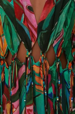 Farm Rio Banana Foliage V Neckline Maxi Dress -Outer Aura 314760 06