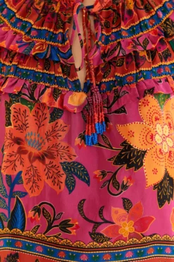 Farm Rio Pink Tropical Tapestry Long Sleeve Blouse -Outer Aura 315105 07 scaled