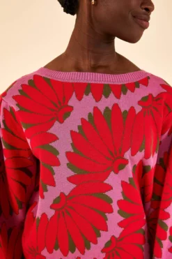 Farm Rio Pink Copacabana Knit Sweater -Outer Aura 315708 03