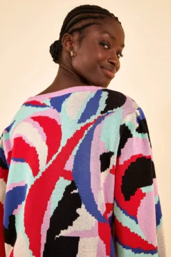 Farm Rio Colorful Monstera Knit Sweater -Outer Aura 315709 03