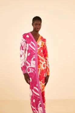 Farm Rio Mixed Tropical Groove Cardigan Dress
