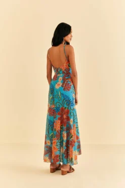 Farm Rio Blue Flower Dream Sleeveless Midi Dress 8 Farm Rio Blue Flower Dream Sleeveless Midi Dress -Outer Aura 315953 04 scaled