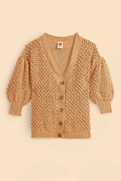Farm Rio Dark Sand Handmade Dots Cardigan -Outer Aura 317176 05