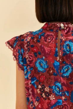 Farm Rio Blush Floral Birds Sleeveless Blouse -Outer Aura 318136 04 scaled