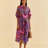 Farm Rio Purple Maxi Flowers Maxi Dress
