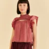 Farm Rio Blush Ruffles Blouse