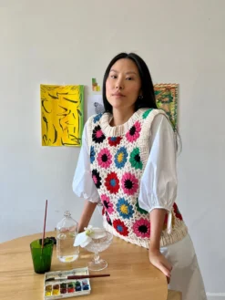 Farm Rio Multi Circles Crochet Vest